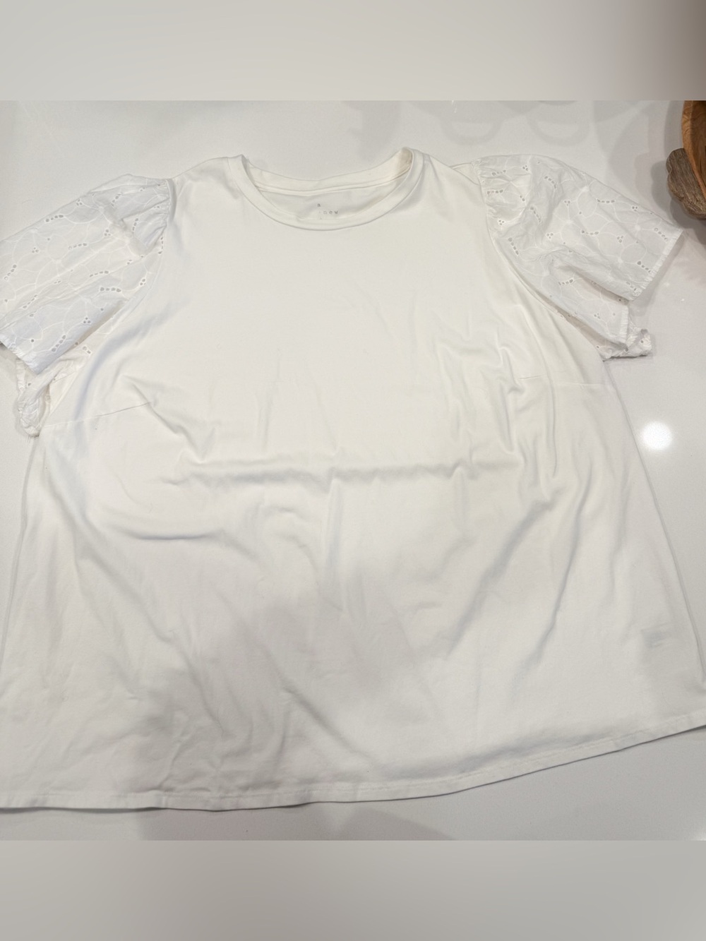 a new day White Eyelet Puff Sleeve Tee